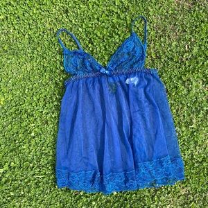 Fredericks of Hollywood blue mesh camisole